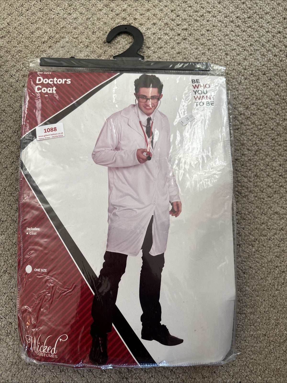 DOCTOR'S LABORATORY COAT ADULT FANCY DRESS COSTUME - ONE SIZE FITS ALL