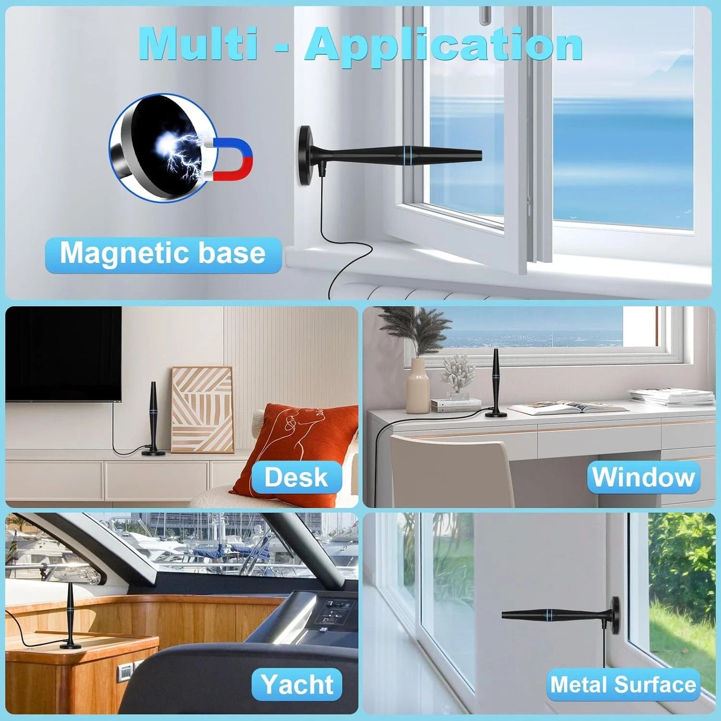UK Digital TV Ariels HD 250+ Miles Range Indoor 4K TV Aerial indoor for Smart TV