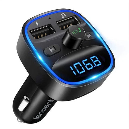 LENCENT FM Transmitter, Bluetooth Wireless Radio Adapter Car Kit with 2 USB