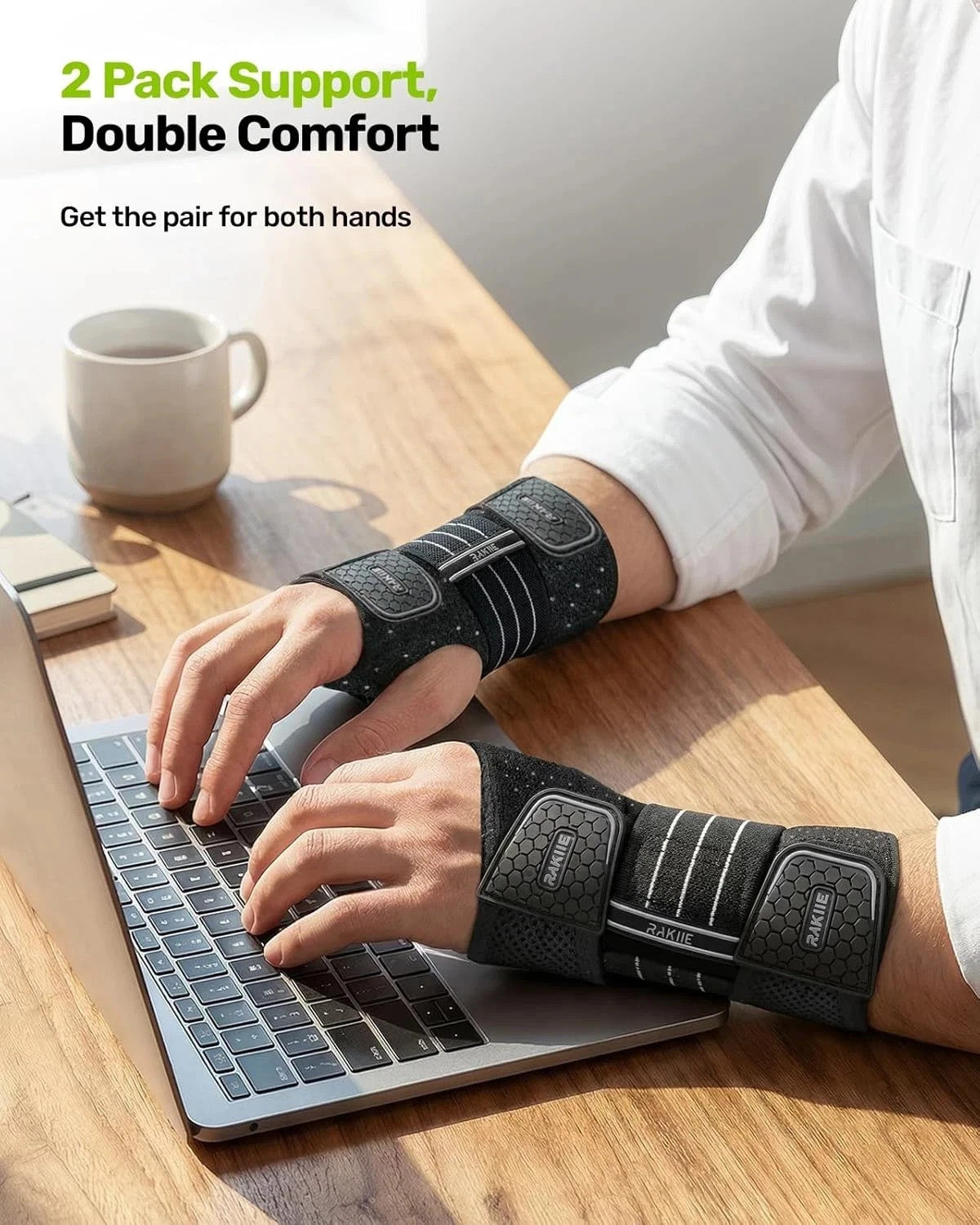 Rakiie Breathable Wrist Support Brace with 3 Metal Splints - Right Hand