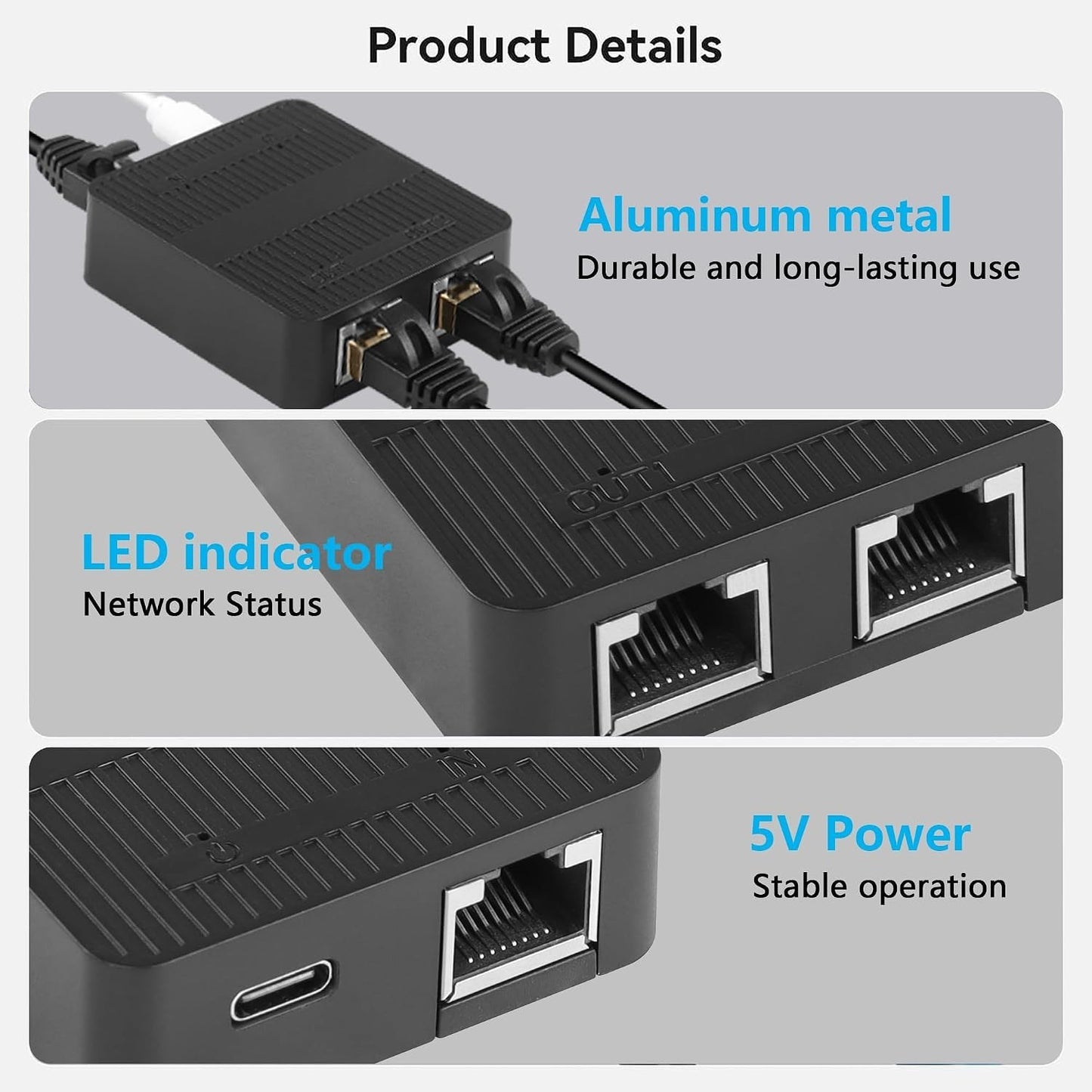 Gigabit Ethernet Switch Rj45 Splitter LAN Gigabit Extension Adapter 1000Mbps Net