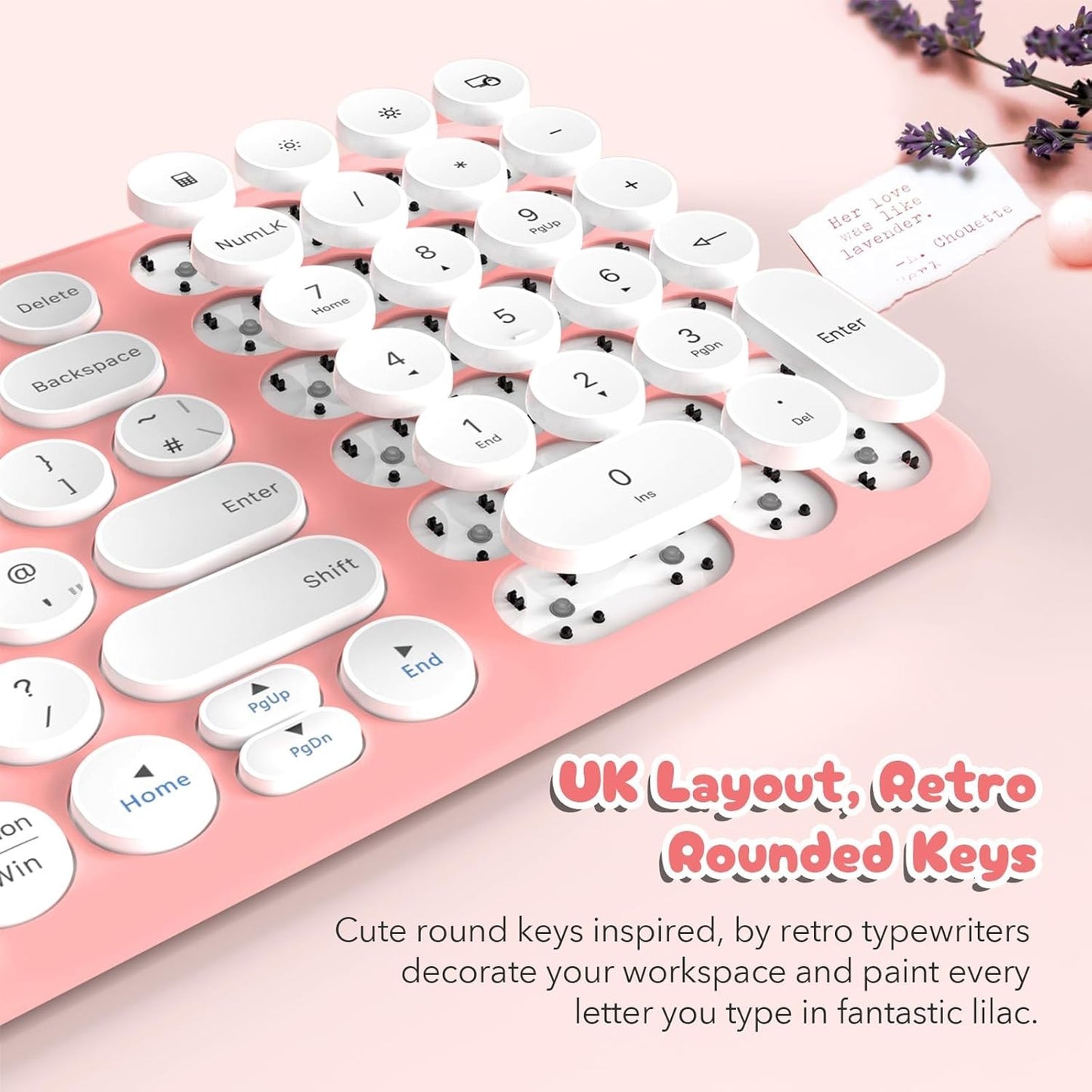 XTREMTEC Wireless Keyboard and Mouse set, Compact Size Cute Keyboard Retro Round
