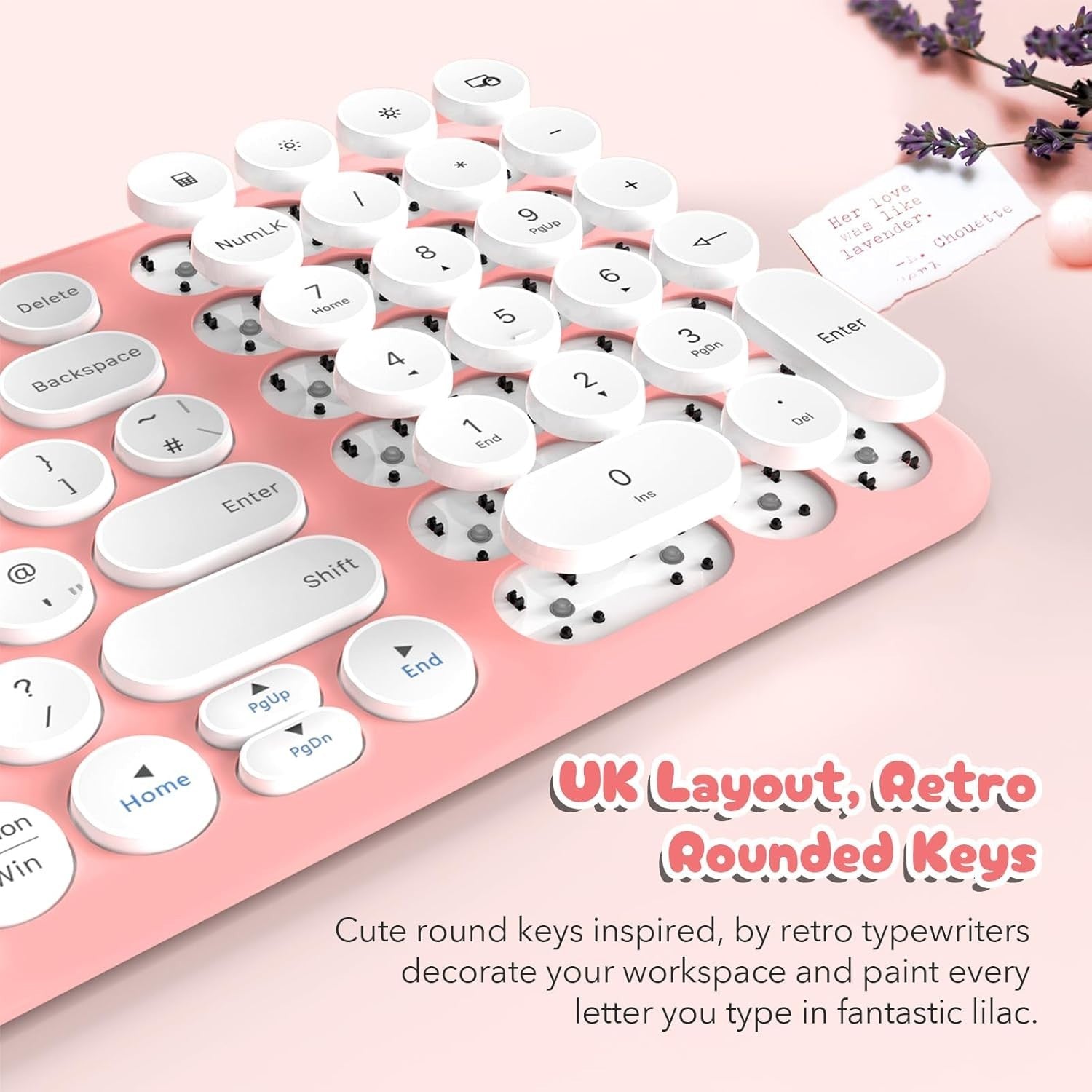 XTREMTEC Wireless Keyboard and Mouse set, Compact Size Cute Keyboard Retro Round