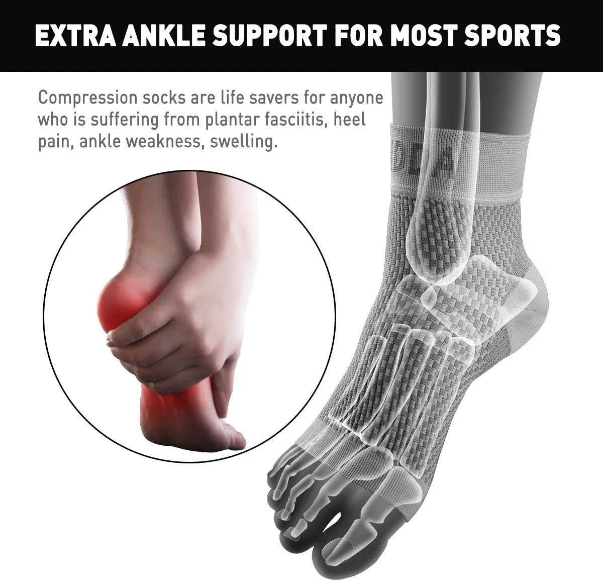 AVIDDA 2 Pack Ankle Support Brace for Men and Women, Compression Sleeve Socks M