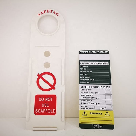 Safety Scaff Tags Set 10 Scaffold Safety Tags with 20 Inserts and Pen