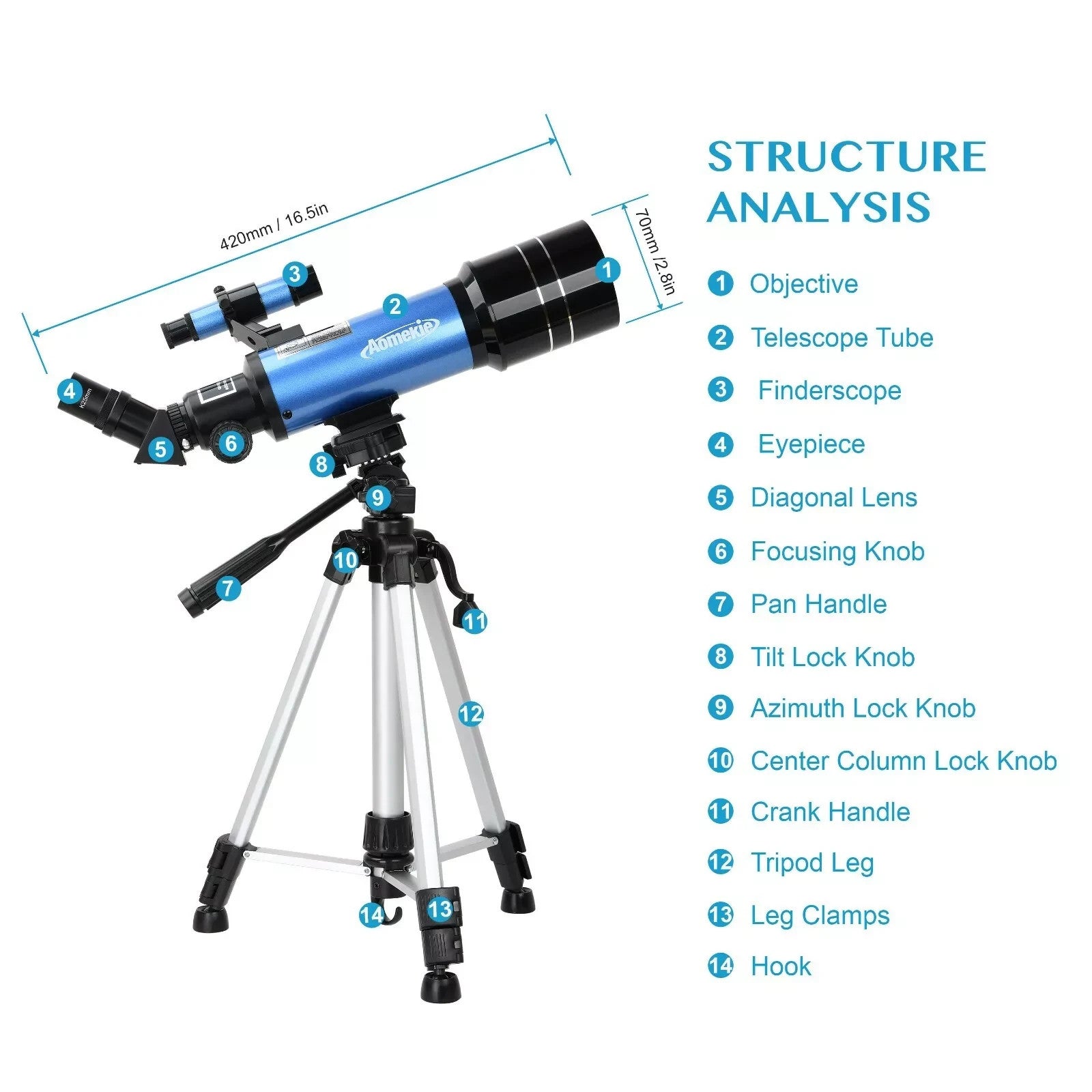 Powerful 40070 HD Professional Astronomical Telescope With High Tripod Backpack