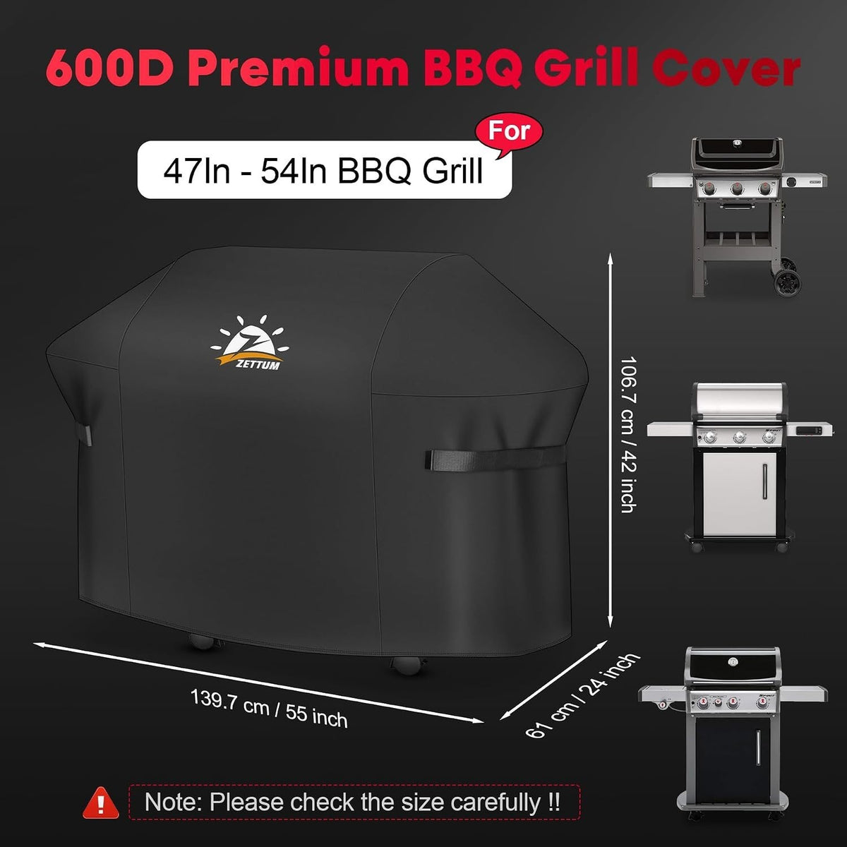 Zettum BBQ Cover 139 CM - Grill Barbecue Cover for Nexgrill, Monument, Dyna-glo,