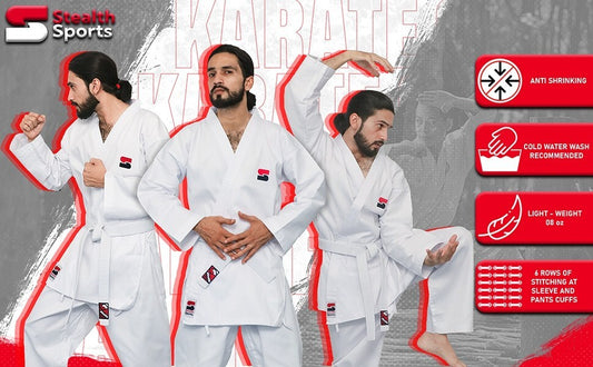 Stealth Sports Karate Gi with Free Belt 8oz Karate Kids, Adults 3/160
