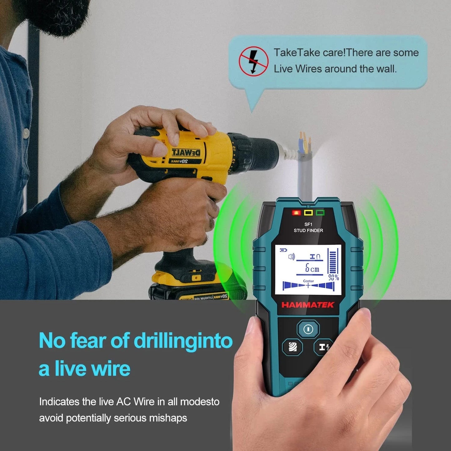 HANMATEK Stud Finder SF1 Wall Scanner 4 in 1 Electronic Stud Sensor RRP £27