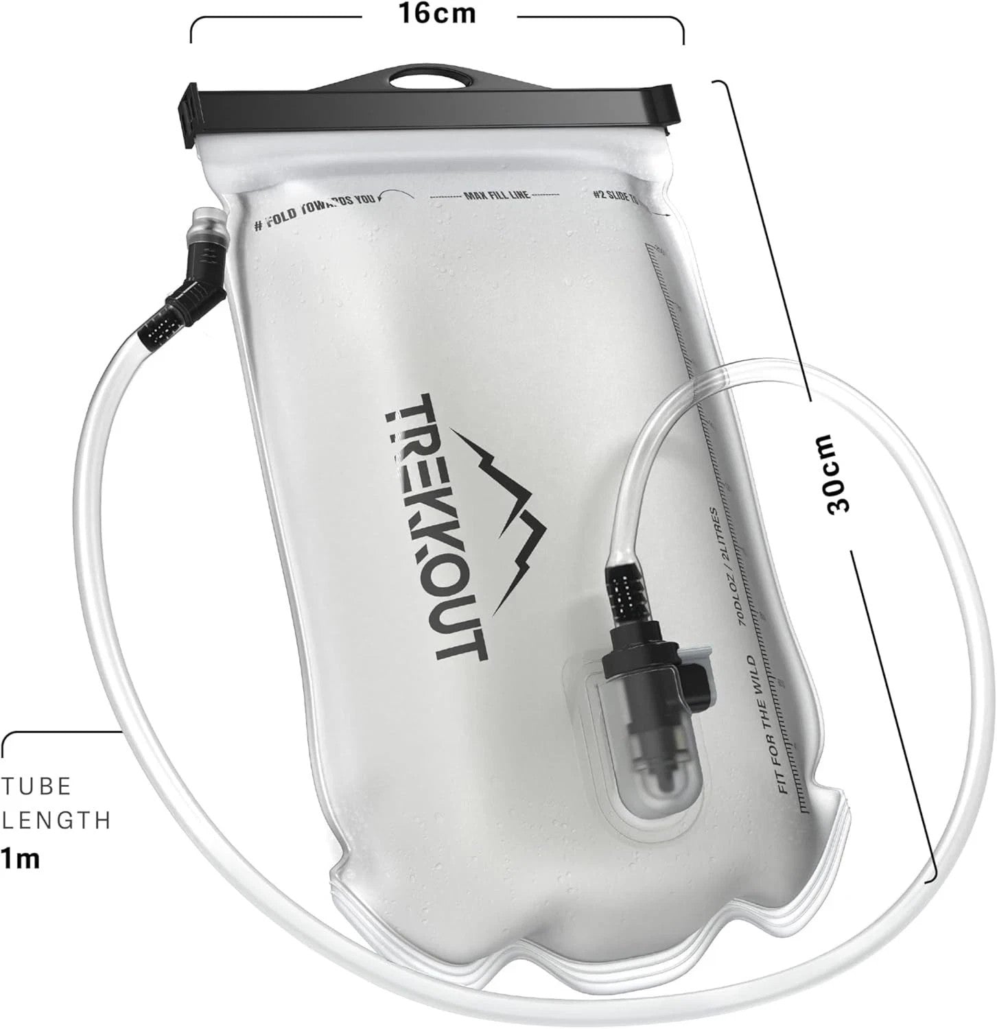 TREKKOUT Hydration Bladder | 2L Water Bladder with BPA-Free Food-Grade TPU Hydra