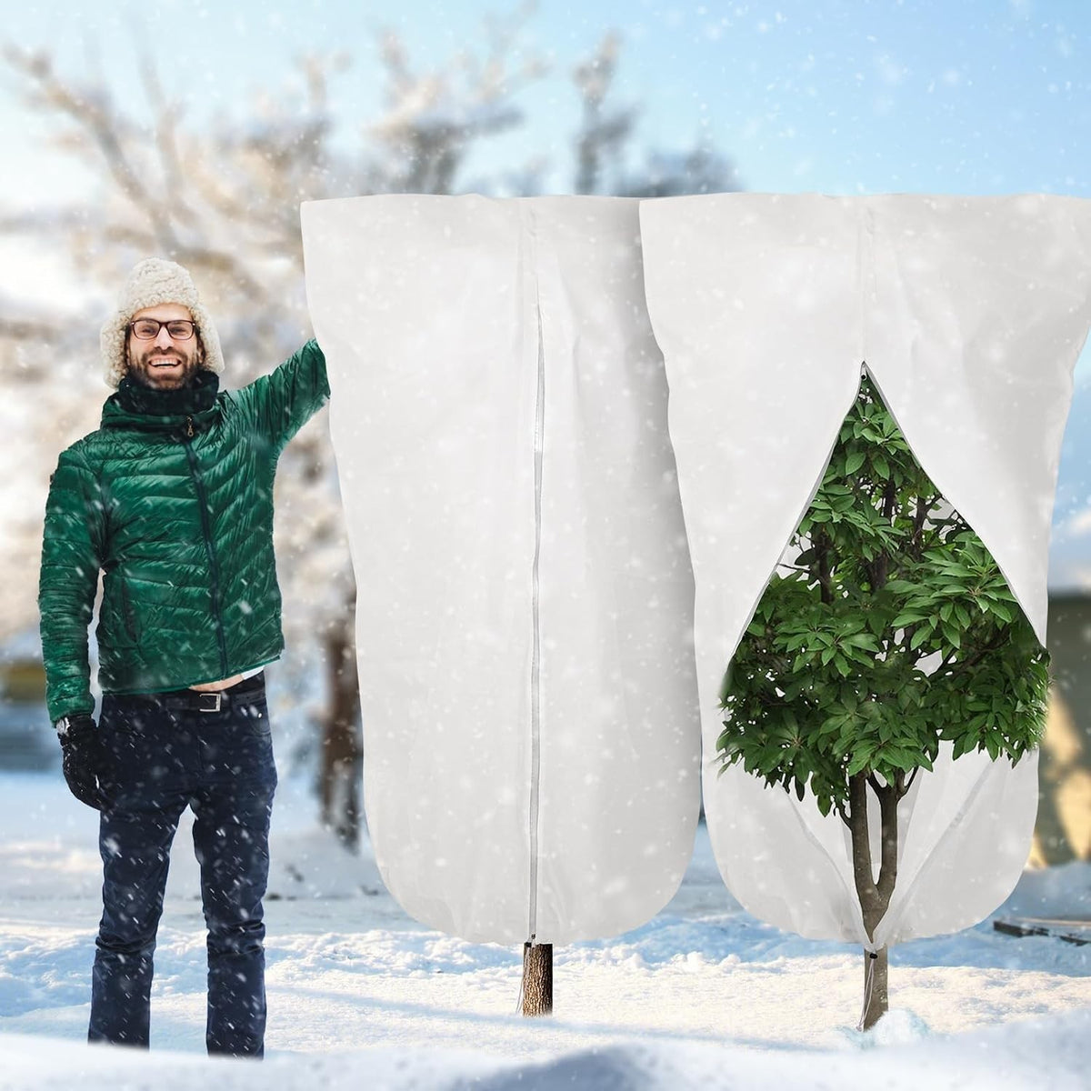 Extra Large Frost Protection Bag Fleece Winter Jacket Garden Plant Cover x2