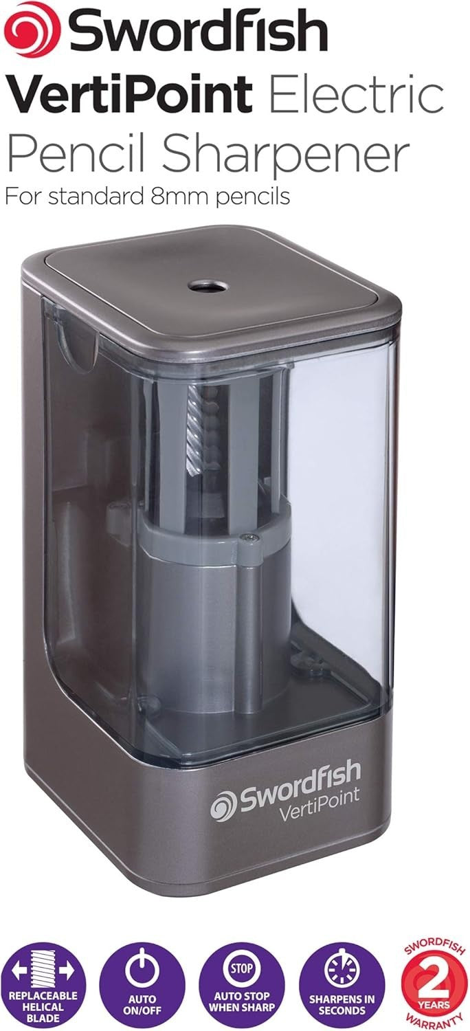 Swordfish Vertipoint Mains Electric Pencil Sharpener - 8mm - 40310