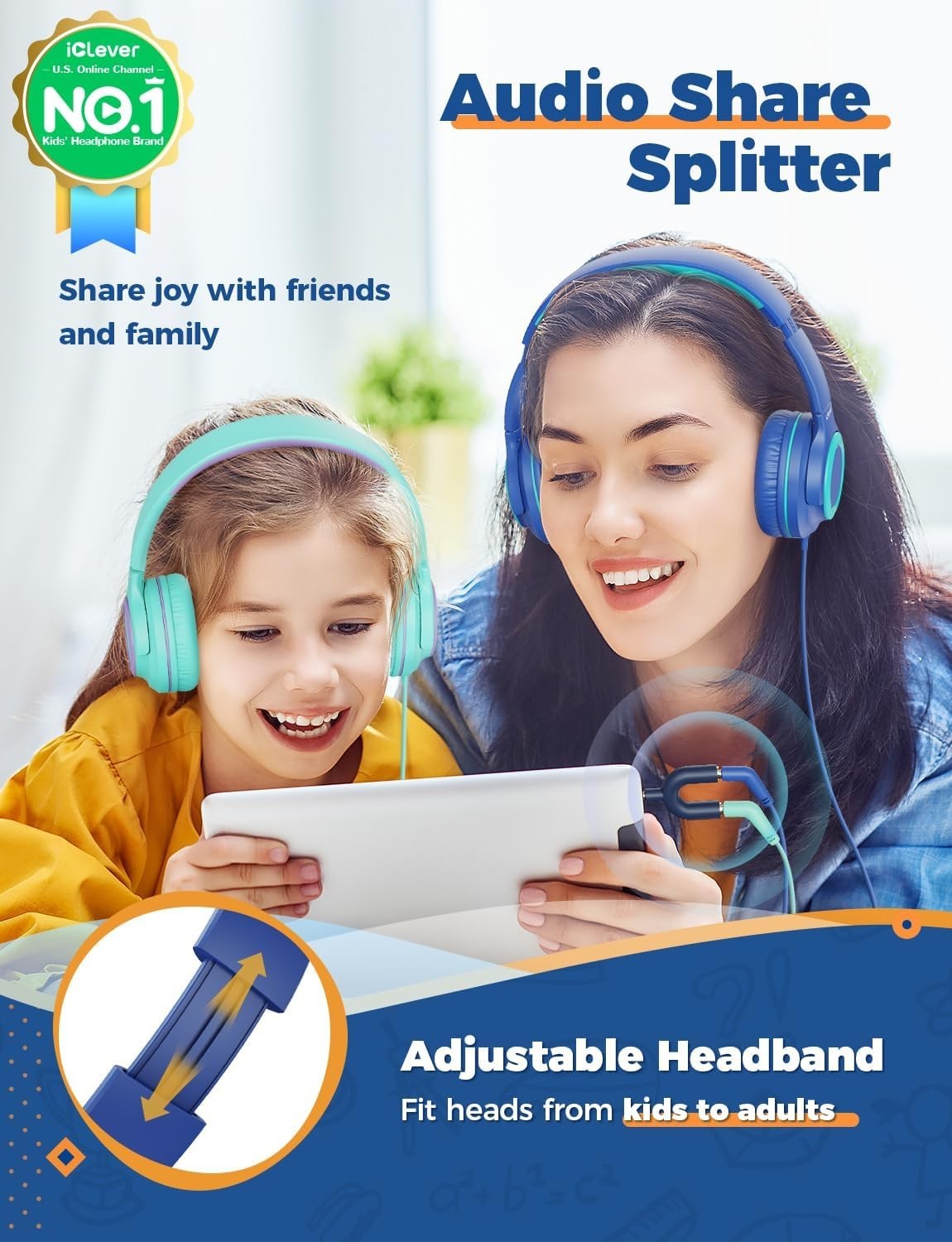 Iclever HS22 Kids Headphones Wireless, 60H Play Time, Dba Safe Volume - 2 Pack