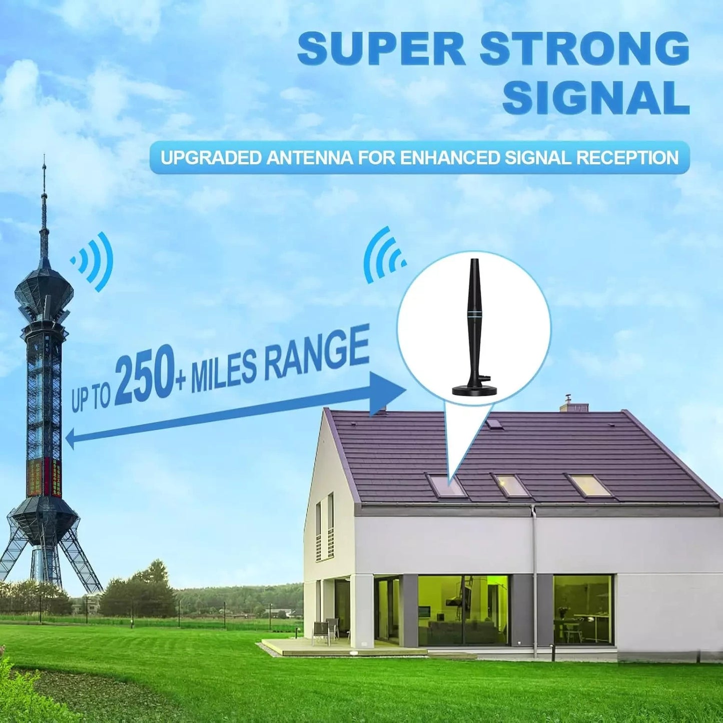 UK Digital TV Ariels HD 250+ Miles Range Indoor 4K TV Aerial indoor for Smart TV