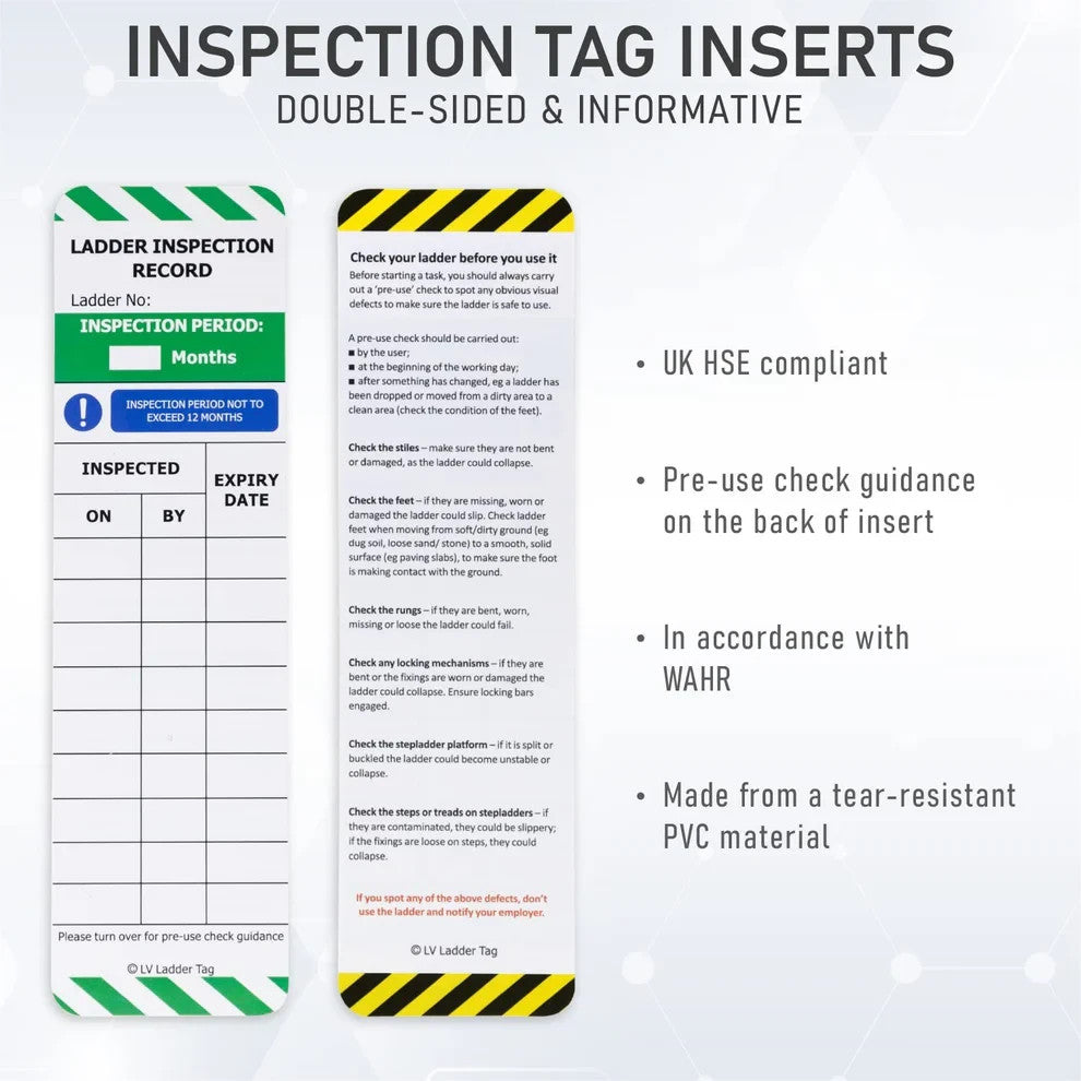 Ladder Inspection Tags 15 PCS Kit Ladder Inspection Tags x 10 and Procedure x 5