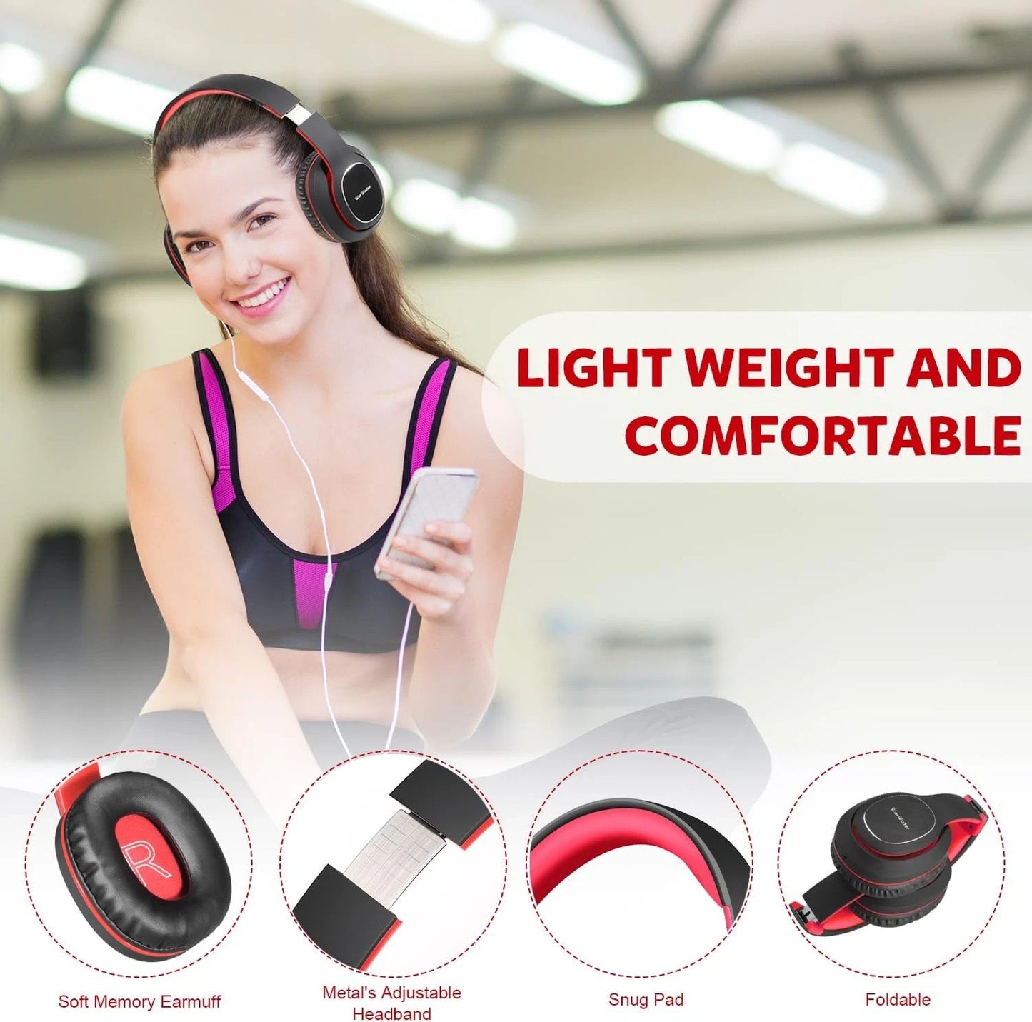 Worwoder Wireless Headphones over Ear, 80 Hours Playtime Bluetooth Headphones, H