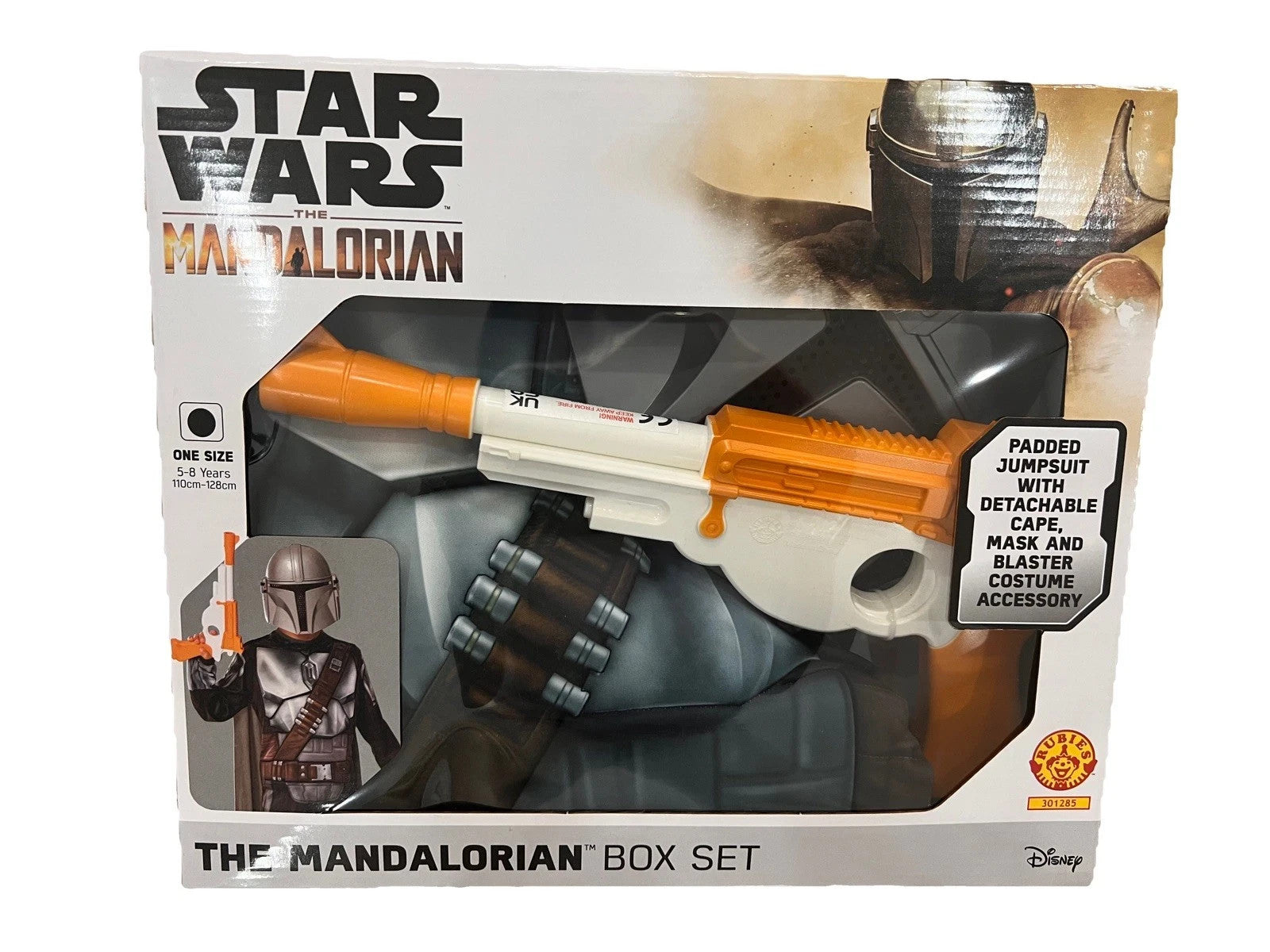 Star Wars The Mandalorian Kids Fancy Costume with Toy Blaster 5 to 8yrs box set