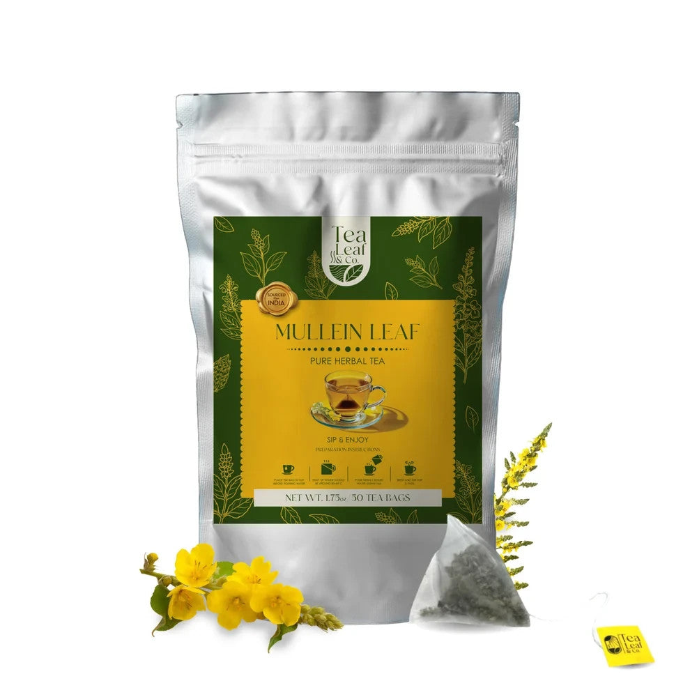 50 Bags Mullein Leaf Tea Bag Support Lung Cleansing & Detox, Digestive Health