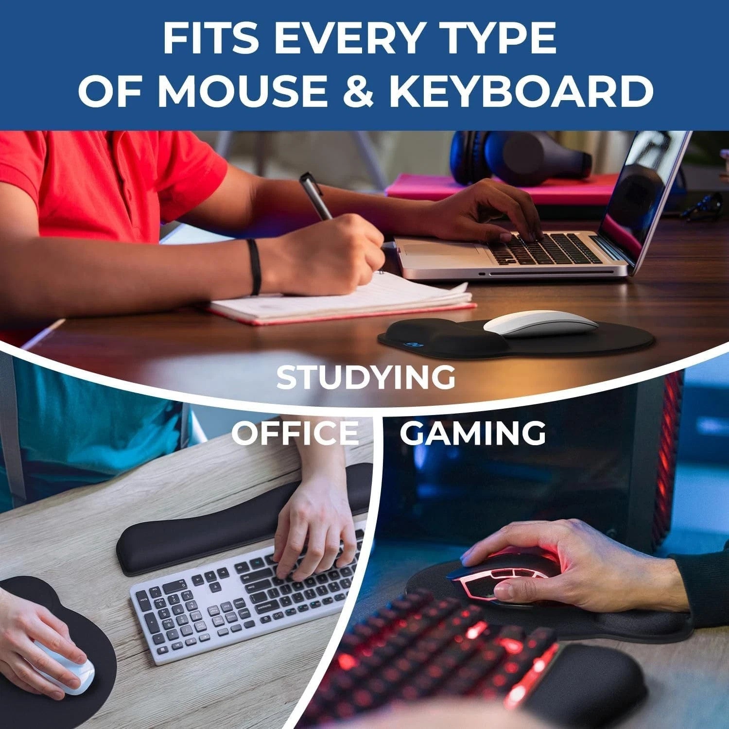 Ergonomic Mouse Pad with Memory Foam Wrist Rest Support Everlasting Comfort