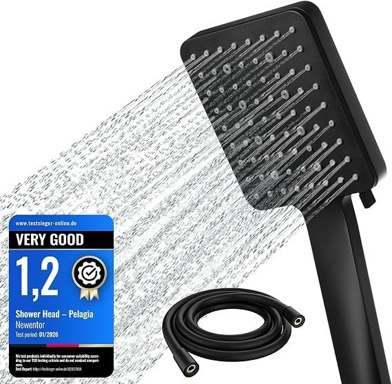 Newentor High Pressure Shower Head 6 Modes Water Saving black