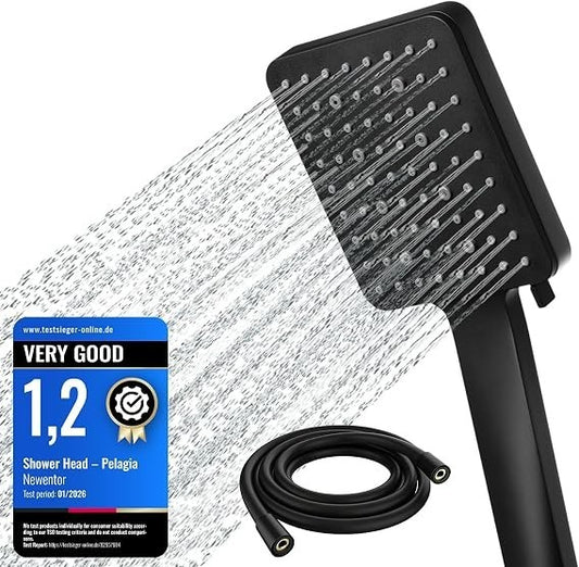 Newentor High Pressure Shower Head 6 Modes Water Saving black