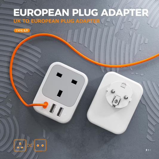 TESSAN UK to European Plug Adapter 2 Pack, USB C Travel Adapter UK to Europe wit