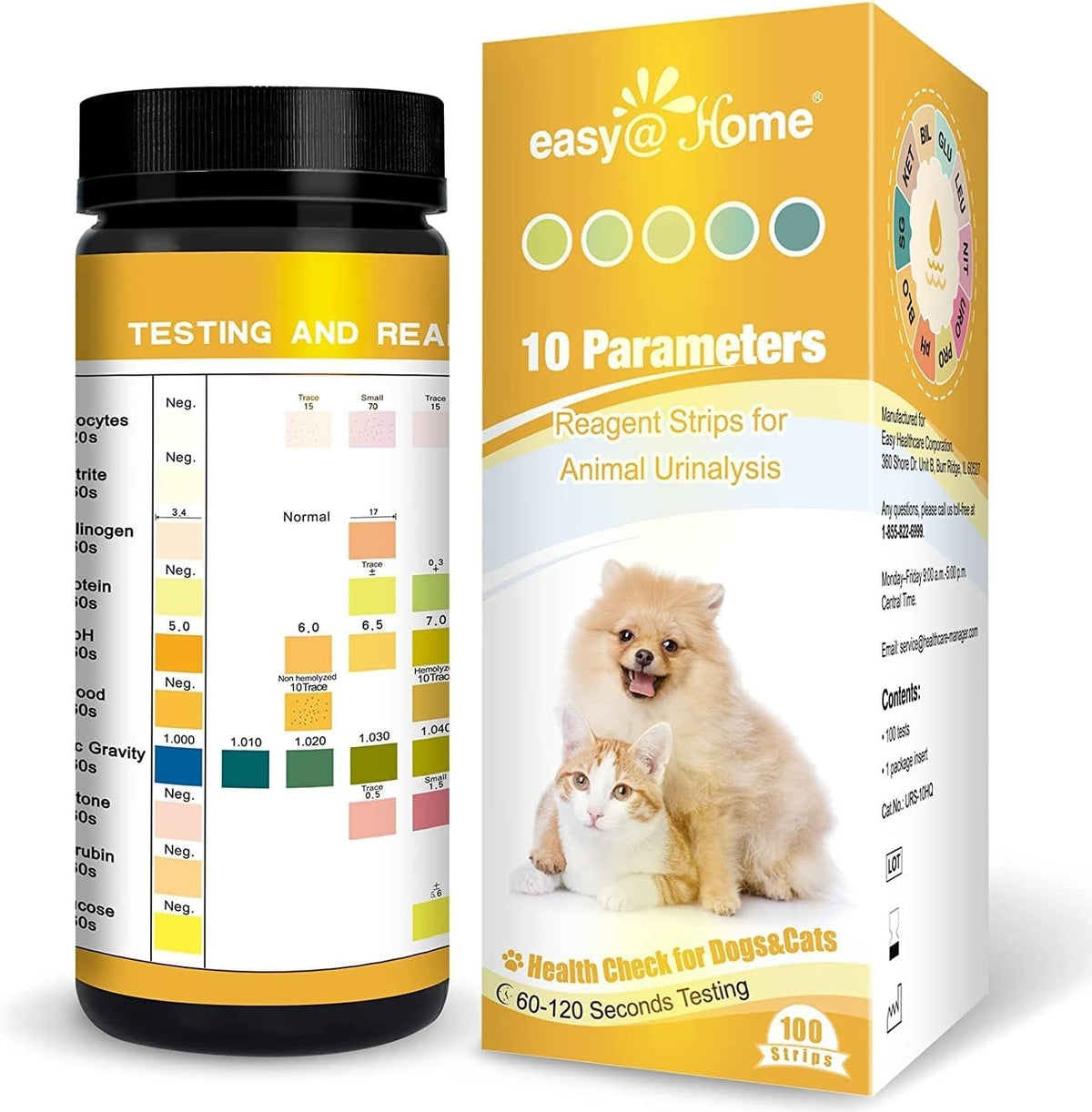 Pet Urine Test Strips 100 Vet Tests Cats, Dogs Diabetes, UTI, Kidney Infection