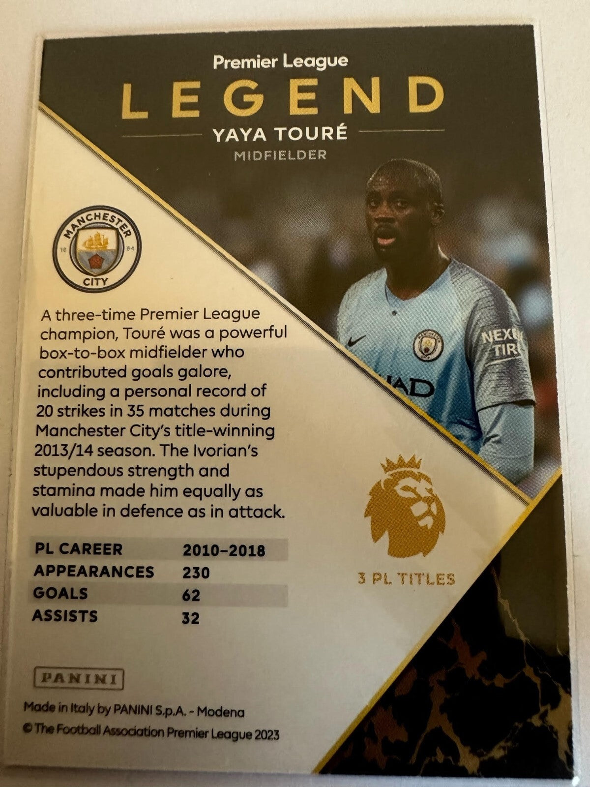 Panini Adrenalyn XL Premier League 2024 Yaya Toure Manchester City Legend