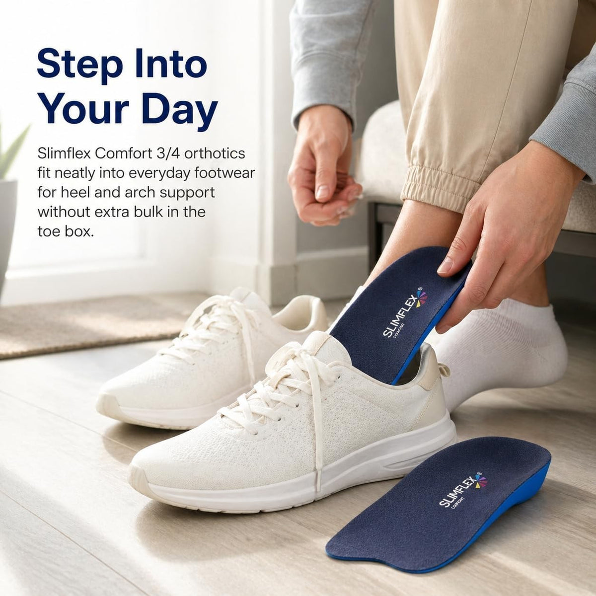 Slimflex Simple 3/4 Length Orthotic Insoles | Comfort | Heel Arch Support