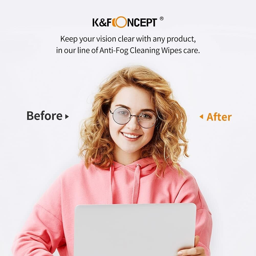 No Fog Lens Cleaning Wipes - 120 Wipes - K&F Concept 120 Pack Anti Fog Wipes