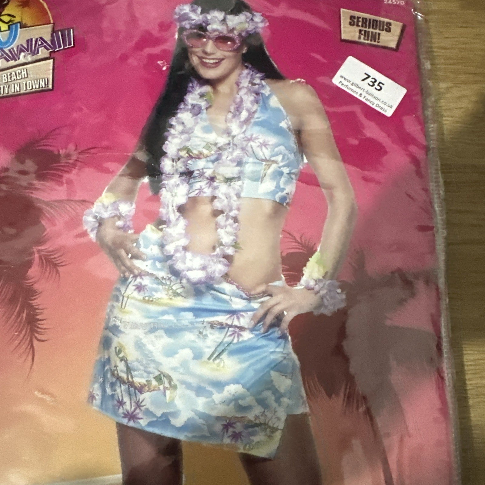 Smiffys Hawiian Fancy Dress Costume Pack Halter Neck Top & Sarong - Size 12-14