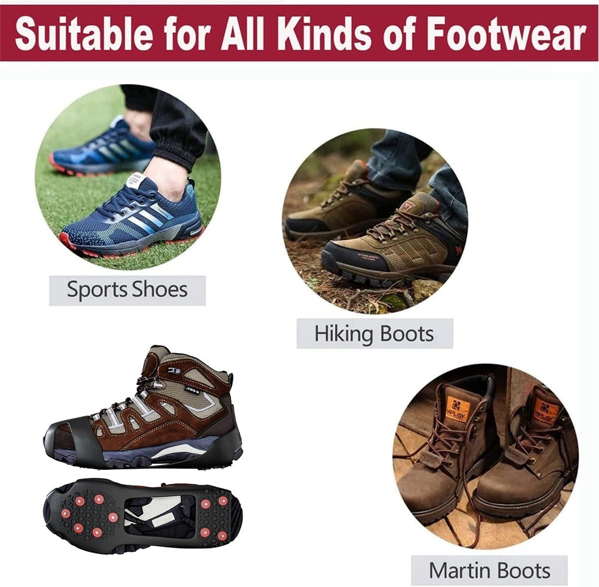 Ice Grippers Anti Slip Universal Snow Spikes Crampons Boot Shoes Grips XXL 9-13