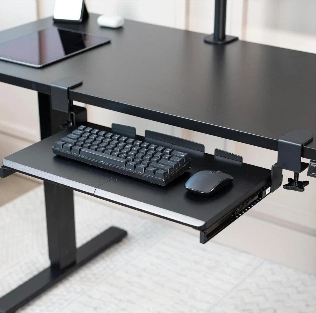 VIVO Black Clamp-On Small Keyboard Tray Mount-KB05ES 20x11" Sturdy New