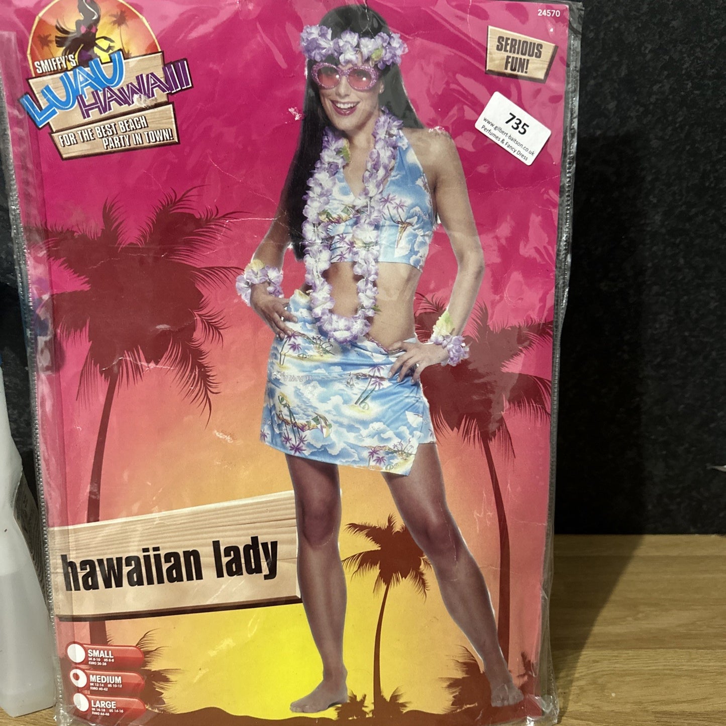 Smiffys Hawiian Fancy Dress Costume Pack Halter Neck Top & Sarong - Size 12-14