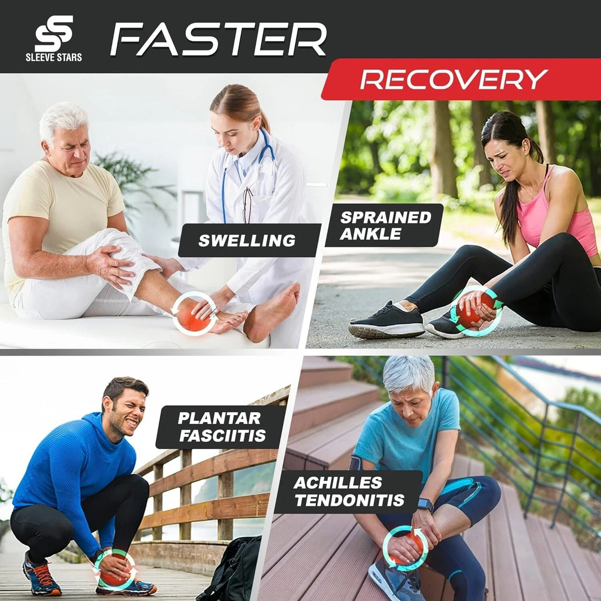 Sleeve Stars Ankle Brace Achilles Tendonitis Support Foot & Plantar Fasciitis