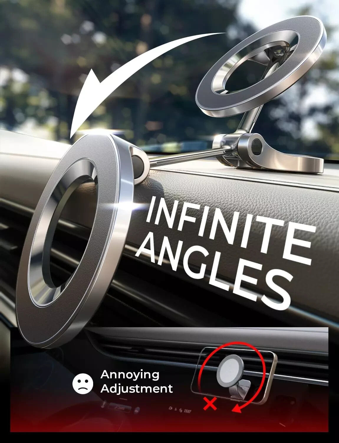 LISEN for Magsafe Car Mount [24 Permanent Magnets] Magsafe Phone Holder Car Van
