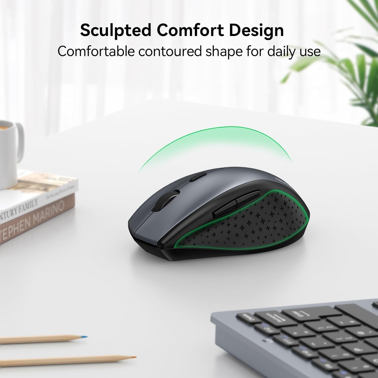 TECKNET Wireless Mouse, 2.4G USB Computer Mouse with 6-Level Adjustable 4800 DPI