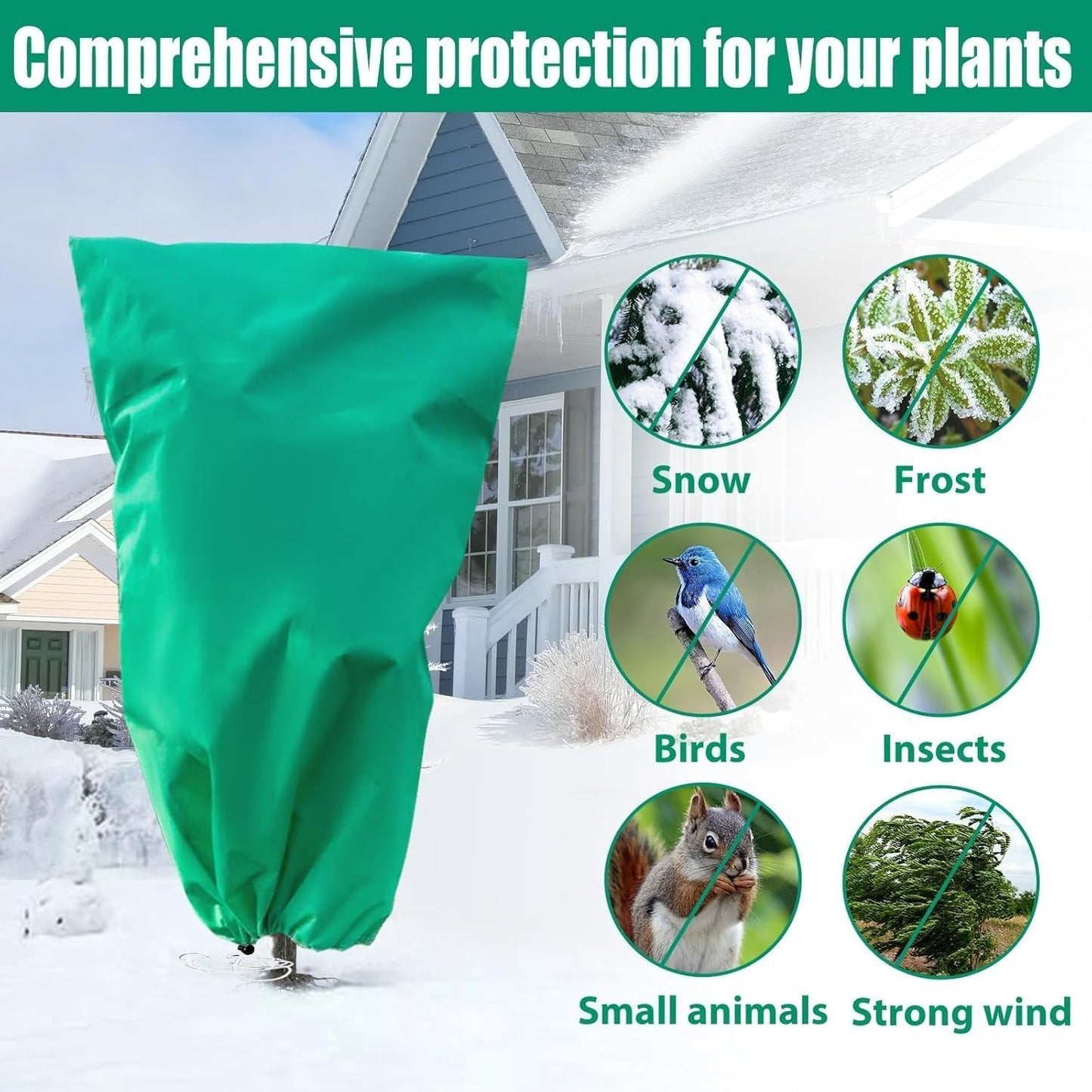 4 Pack Large Frost Protection Bag Plants Fleece Winter Garden Plant Cover - 70gs