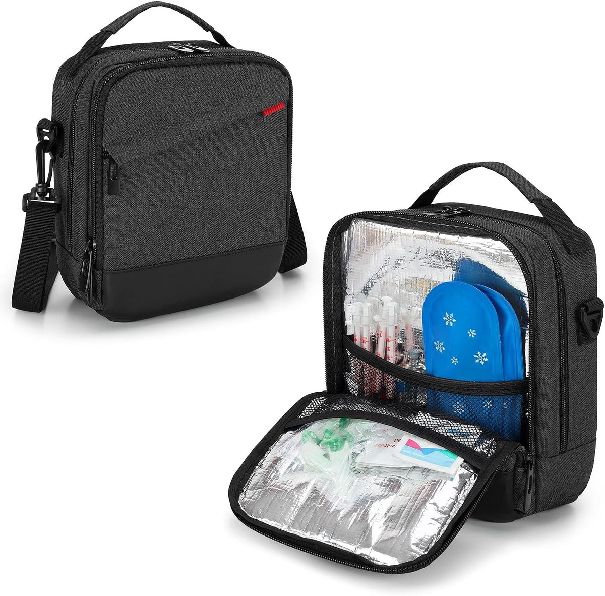 CURMIO Insulin Cooler Travel Case, Diabetes Supplies Bag, with Shoulder Strap