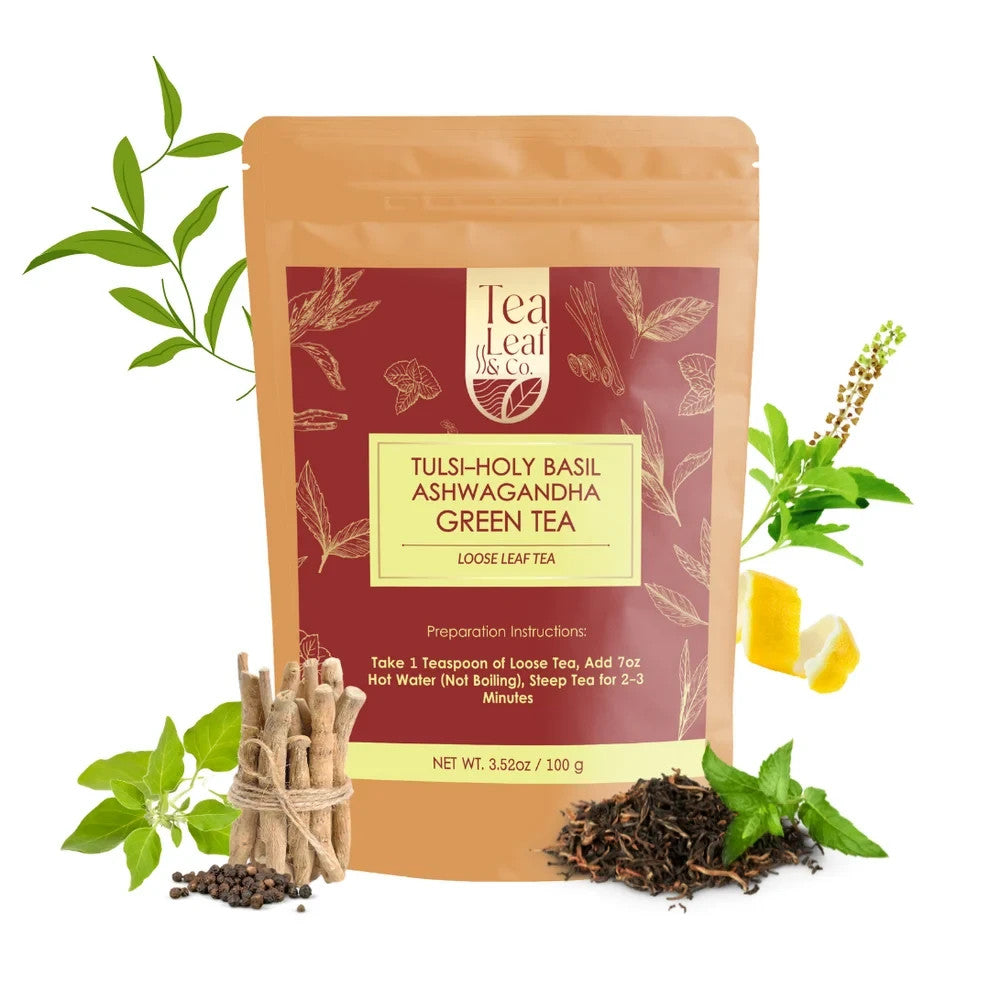 Tulsi Green Tea Ashwagandha holy basil Tea Bags Pack Of 50 indian Green Tea