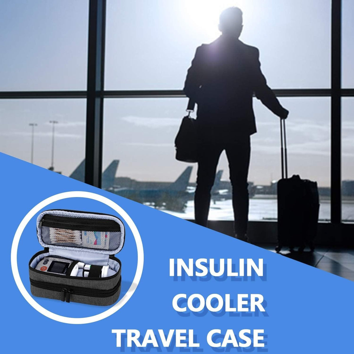 Yarwo Insulin Cooler Travel Case, Double-Layer Diabetic Travel Case with 2 Ice 