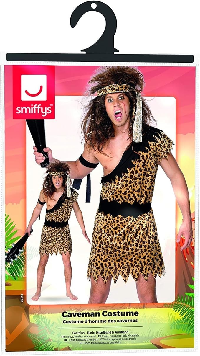 NEW Mens Caveman Flintstones Fancy Dress World Book Day Stag Party Costume - M