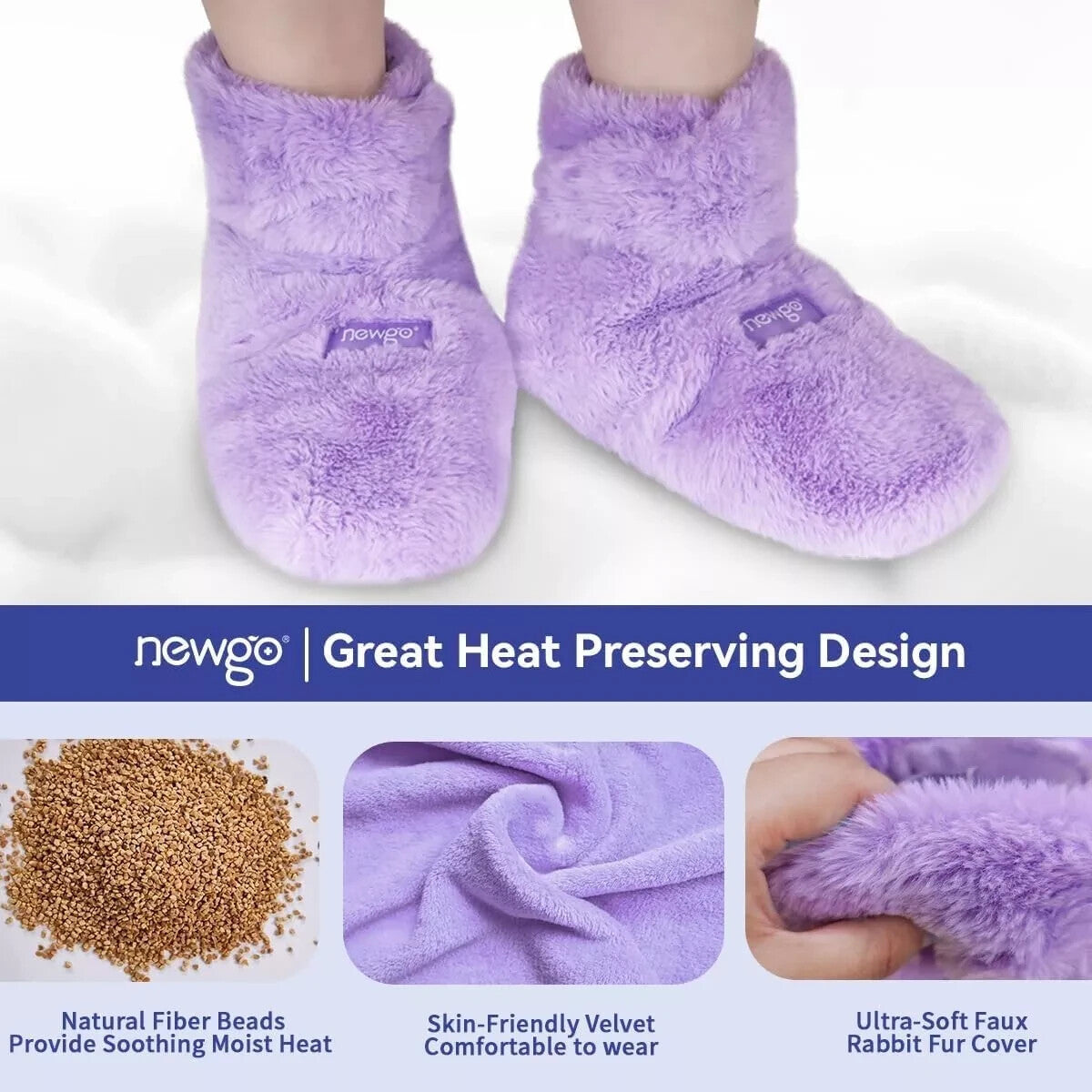 NEWGO Microwavable Booties and Feet Warmers *NEW* Heat Therapy Beige