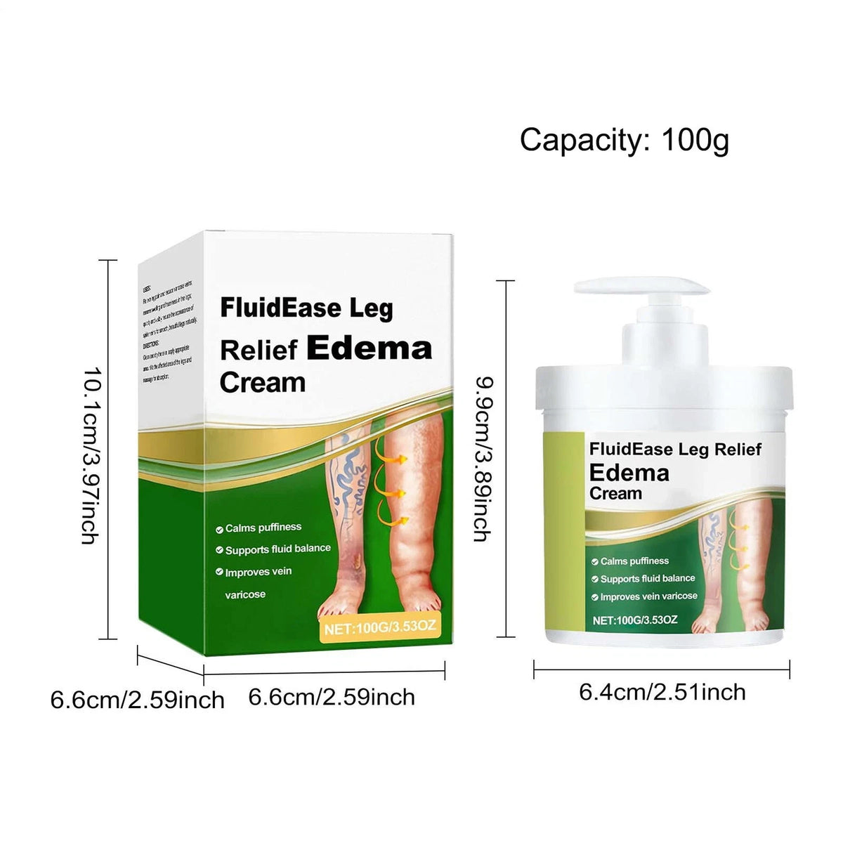Leg Therapy Edema Cream, Anti Swelling Cream for Legs, Reduce Leg Swelling Natur