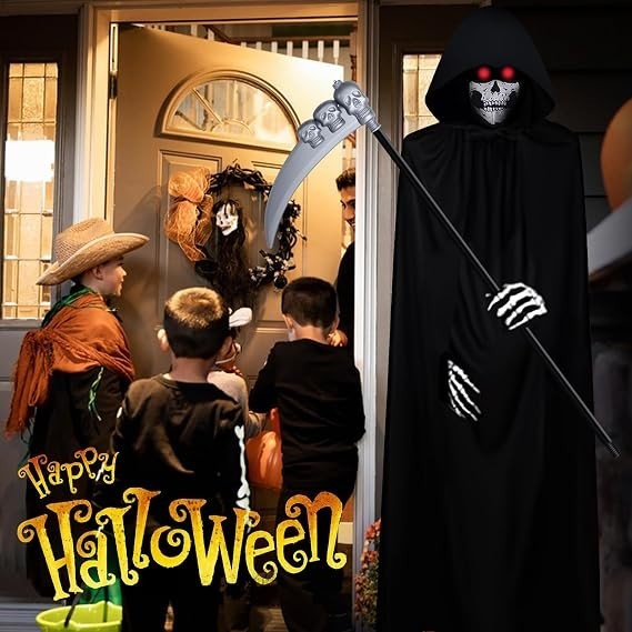 Adult Mens Grim Reaper Costume Halloween Fancy Dress Outfit Horror Party Event