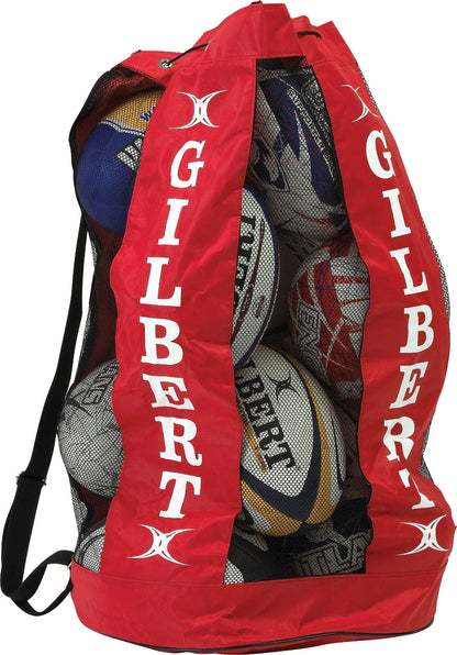 Gilbert Rugby Breathable Red 12 Ball Bag - Free P&P