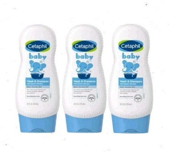 Cetaphil Baby Shampoo and Body Wash with Organic Calendula, 7.8 Fl Oz - 3 Pack