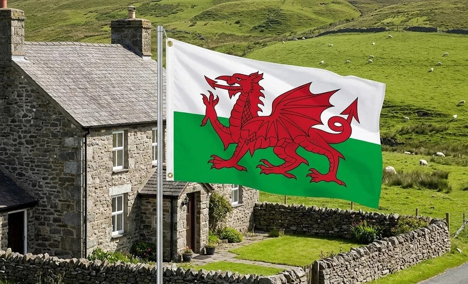 Large Welsh Flag 5ft x 3ft Y Ddraig Goch Large Wales Flag With Metal Eyelets