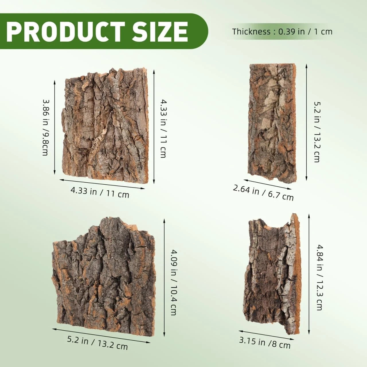 4Pcs Reptile Cork Bark Reptile Enclosure Background Cork Bark For Gecko