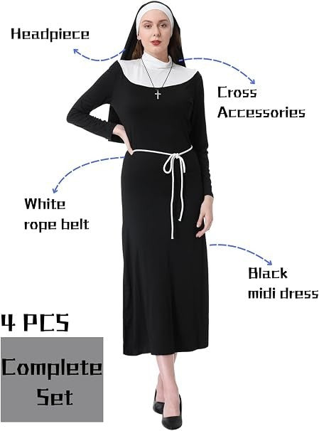 LADIES NUN COSTUME HEN NIGHT RELIGIOUS FANCY DRESS PARTY ADULT SISTER MOTHER